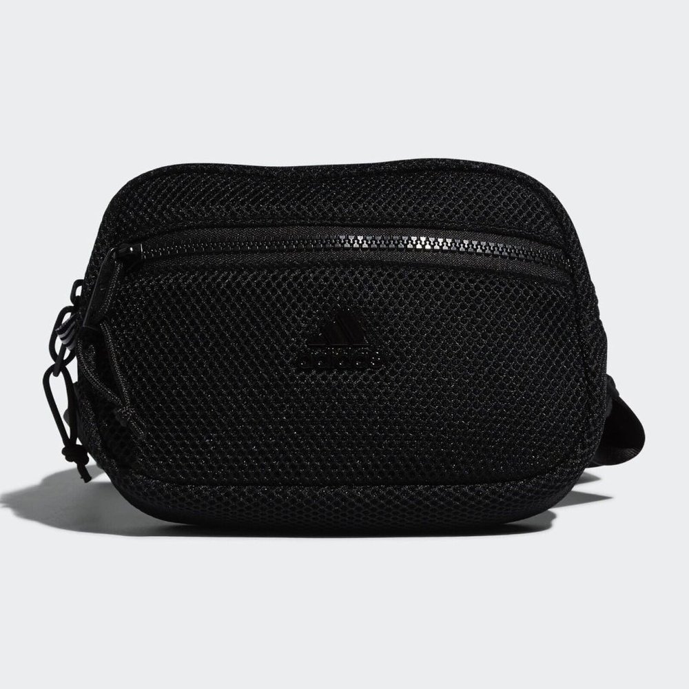 Adidas Air Mesh Waist Pack Adjustable Crossbody Bag Black Festival Pouch #719 - Picture 1 of 8